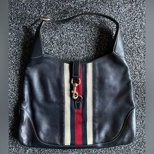 Gucci Jackie Bouvier Web Bag. Navy